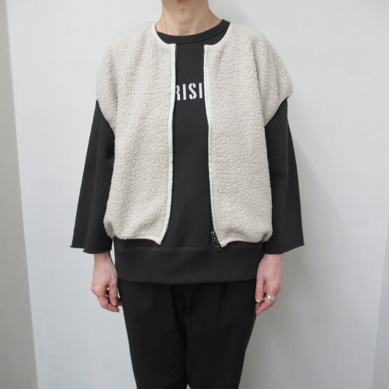 LAITERIE もこもこパイルWジップベスト/GYG12 【日本製】